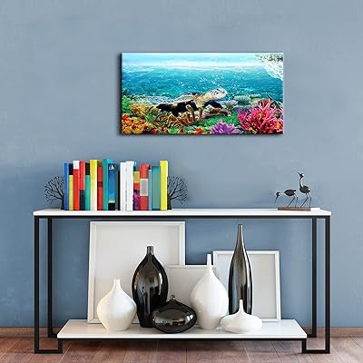 Buy Chwf Haolimai Coral Sea Turtle Paintings For Ocean Living Room Bathroom Wall Decor Abstract Canvas Prints Artwork Framed Modern Art For Bedroom Home Office Wall Decorations Pictures Artwork Online In Indonesia