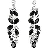EVER FAITH Bridal Tear Drop Flower Cluster Dangle Earrings Crystal Rhinestone