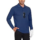 JWM Men's Long Sleeve Golf Polo Shirts - Athletic Casual Travel Performance Collar Shirts Lightweight Quick Dry UPF50
