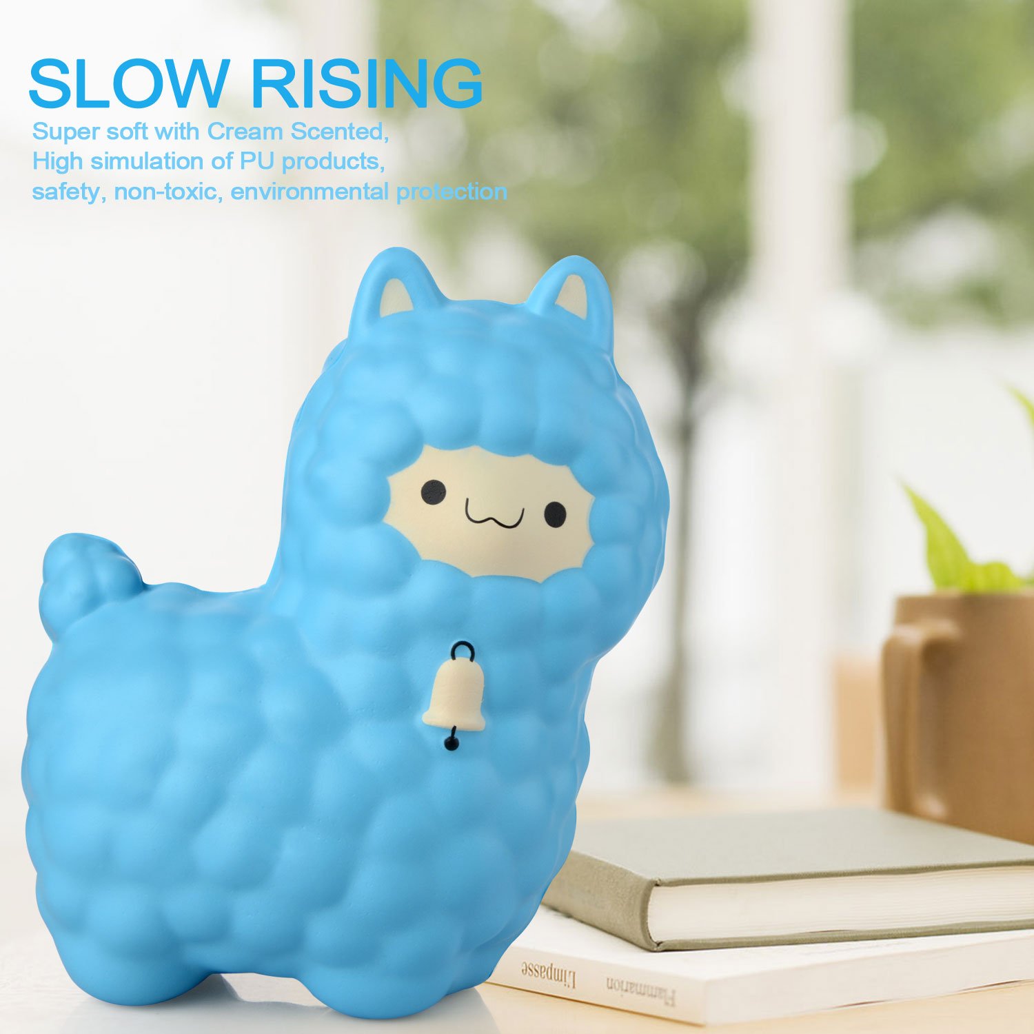 Squishy Cute Alpaca Jumbo Sheep Super Slow Rising Scented Fun Animal Toys (Blue)