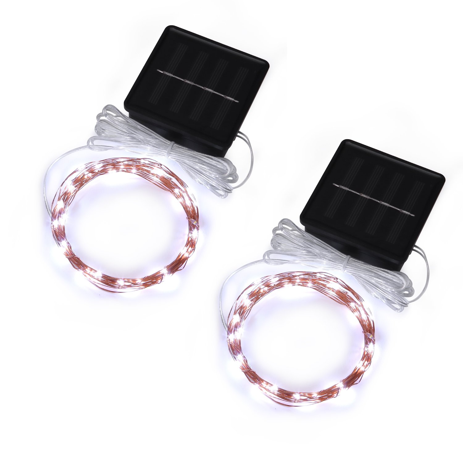 Magicnight Solar Mini Teeny Tiny Lights,Starry String Light for Garden Fairy,Tree,Railing,Arbor,Fence,16 Feet 50LEDs,2 Pack,Cool White