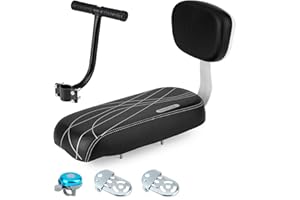 ZHOUWHJJ Bicycle Rear Seat Cushion Armrest Footrest Set, Kid Child Carrier Bicycle Baby Seat, Including Cushion and Backrest, Armrest Handrail, Footrests, Bell, Black
