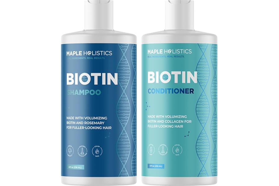 Rosemary Biotin Shampoo and Conditioner Set – Volumizing Shampoo and Conditioner for Thinning Hair for Women & Men with Nourishing B Vitamins – Color Safe Sulfate Paraben & Silicone Free (8 Fl Oz)
