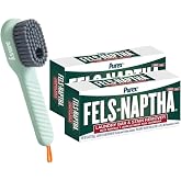 AMSY Stain Remover Cloths Laundry Bundle Multifunctional Stain Remover Brush with Soap Dispenser Bundled with 2 Pack of Fels Naptha Laundry Soap 5 oz Each for Cloth Shoes Household Surfaces