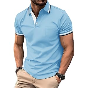 ZITY Men Polo Shirts Short Sleeve with Pocket Golf Polo Wicking Shirts for Men Casual Collared T-Shirts