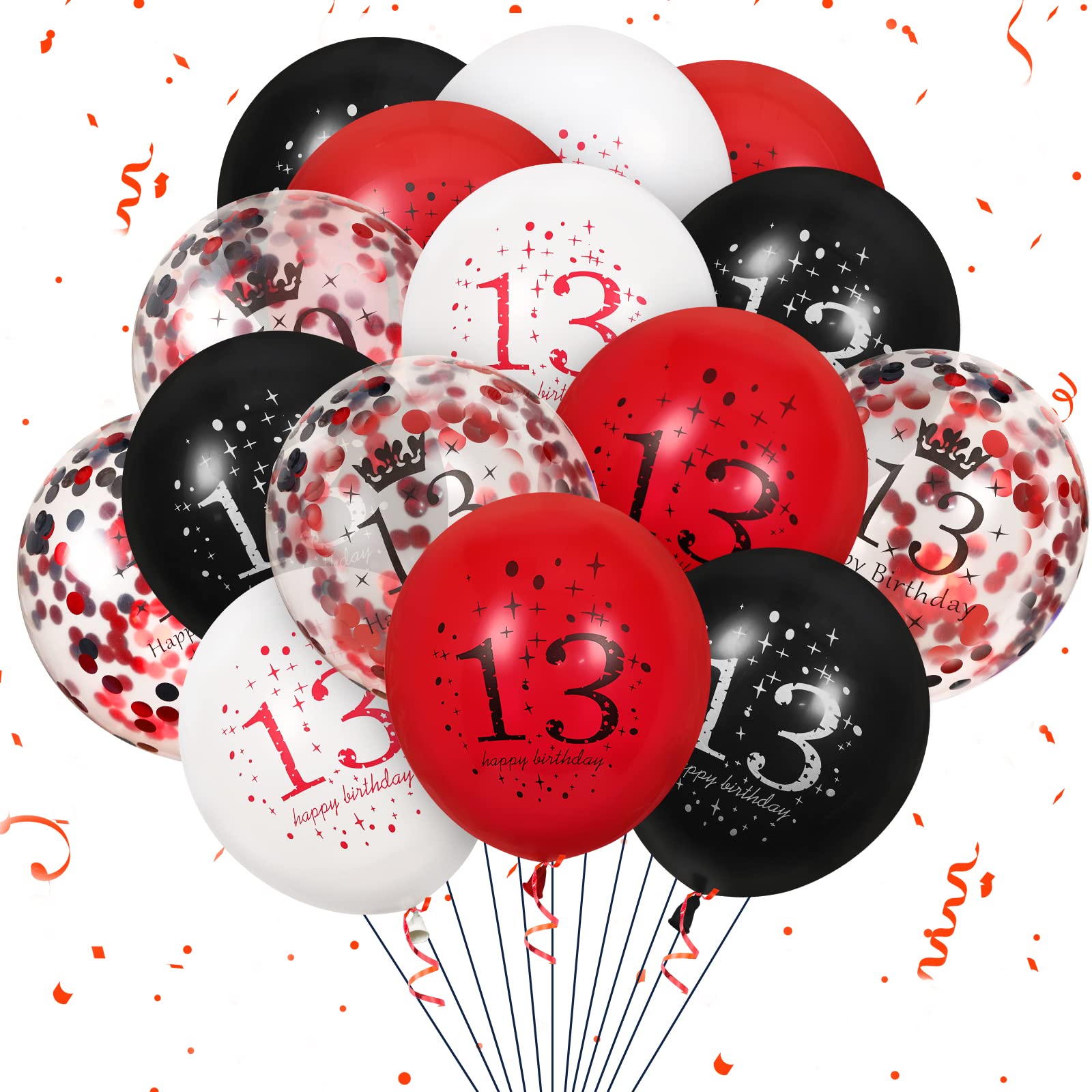 Photo 1 of 13th Latex Birthday Balloons - 16 Pcs Red & Black Happy Birthday Balloons for Girls & Boys 13th Birthday Party Decor