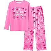 Sylfairy Girls Pajamas 2-Piece Pjs Set Kids Long Sleeve and Pants Jammies Casual Wear Girls' Sleepwear Lounge Clothes Big Kid