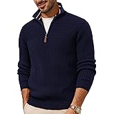 PJ PAUL JONES Mens Quarter Zip Sweater Long Sleeve Casual Pullover Knitted Textured Dress Sweaters