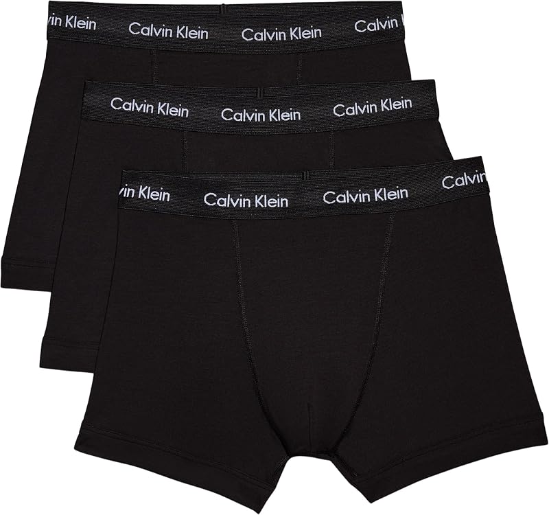 Herren 3er Pack Boxershorts Trunks Unterwäsche, Schwarz (Black W Black Wb), L