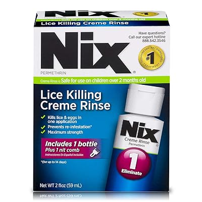 Nix Lice Killing Creme Rinse, 2 oz ati Nit Comb lati yọ Lice &amp; Awọn ẹyin lati Irun