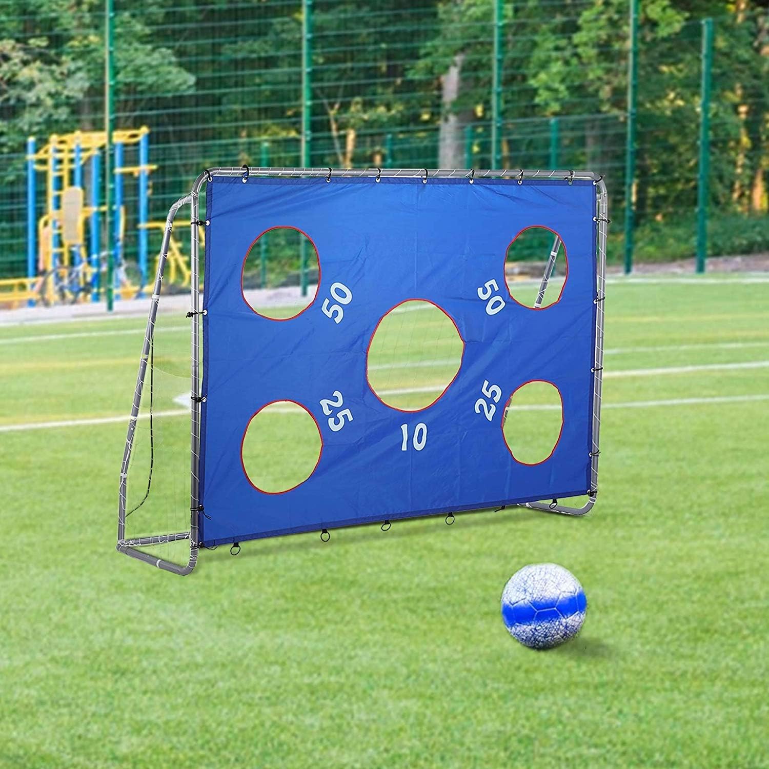 Pinty 2 in 1 Soccer Goal for Kids 8 x 6 ft, Powder Coated Steel Soccer Goals for Backyard with All Weather Net & Detachable Target Goal Net for improving Skills : Sports & Outdoors
