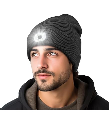 Amazon.com: TOUCH TWO Beanie with Light, Tyep-C Rechargeable