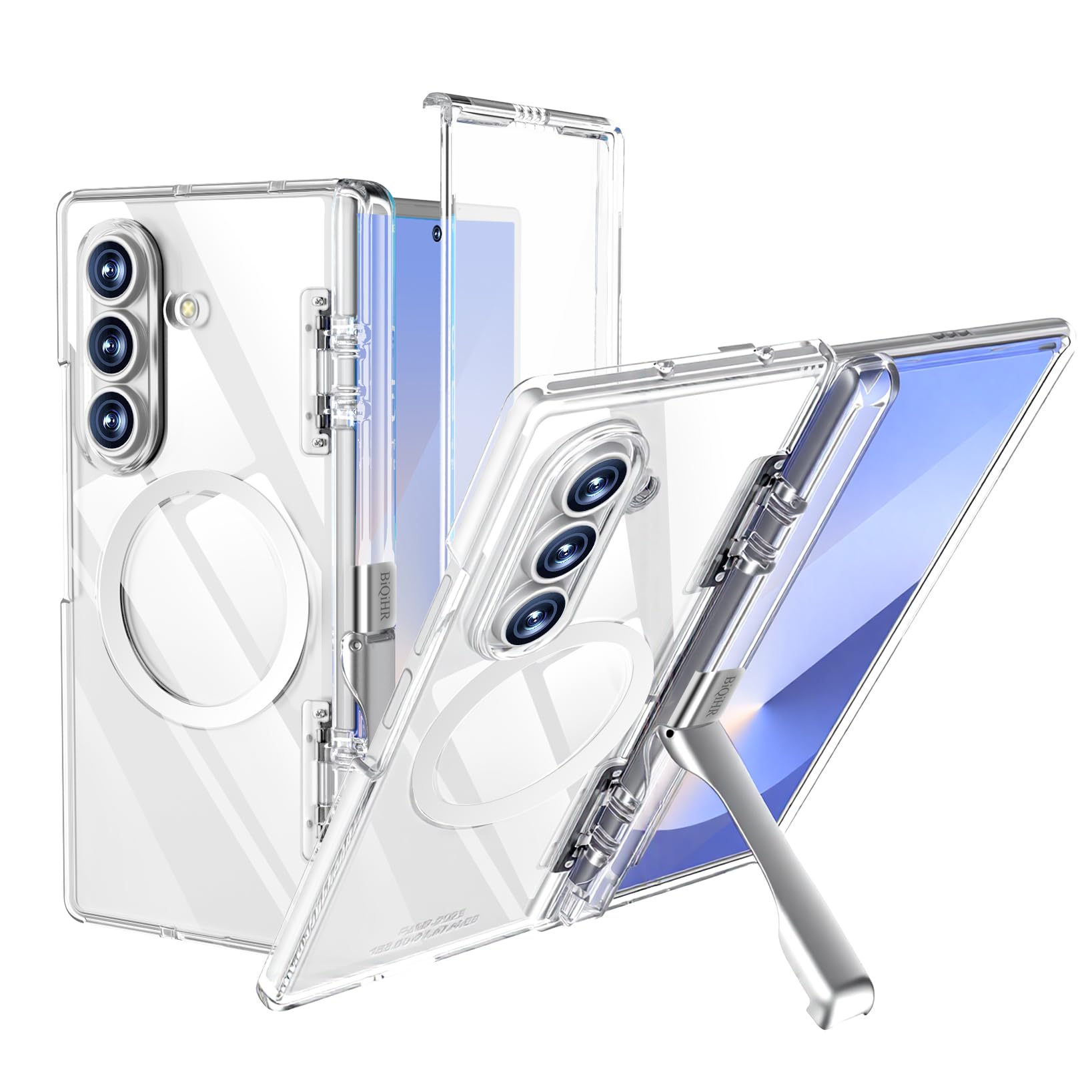 BiQiHR for Samsung Galaxy Z Fold7 Case, [Anti-Yellowing], [Compatible with Magsafe], [Invisible Kickstand & HD Screen Protector], Protective Phone Case for Samsung Galaxy Z Fold 7, Clear