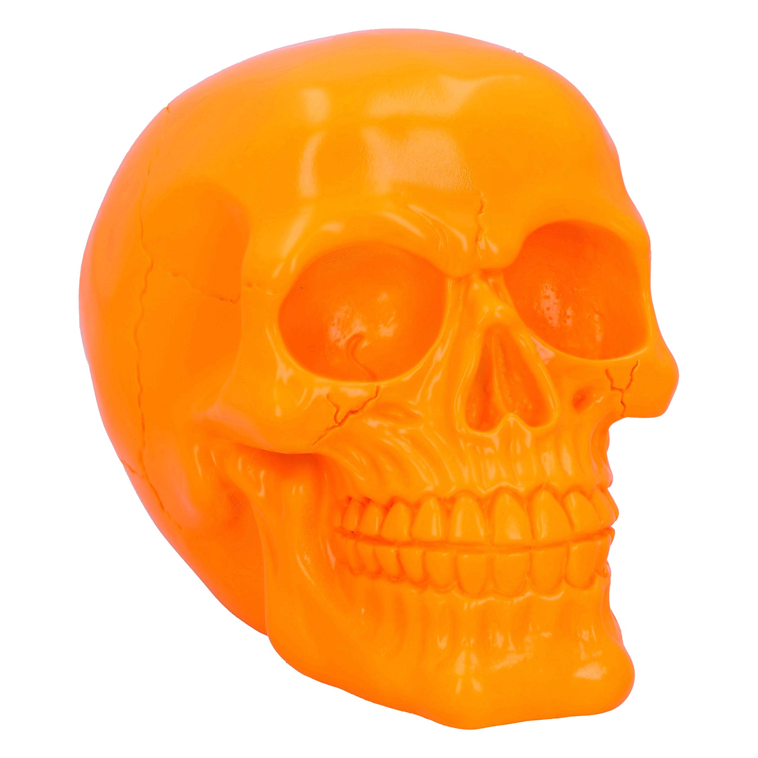 Psychedelic Fluorescent Skull Figurine Orange