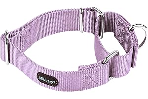 Mikivery Martingale Dog Collar Nylon Adjustable and Safety Training Metal Buckle Dogs Collars for Small Medium and Large Breed(Violet,L)