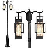 PARTPHONER Modern Outdoor Lamp Post Light 2-Head, Hardwired Street Light Post for Outside Metal Pole Light Outdoor Lighting w