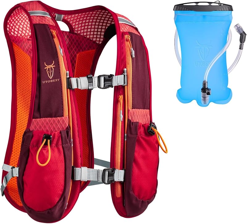 UTOBEST Running Vest 5L Hydration Pack 1.5L Bladder Red Adjustable