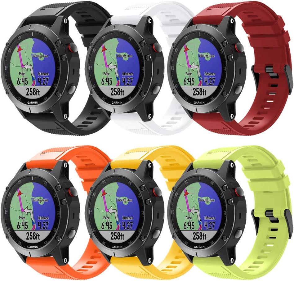 Compatible Fenix 5 Band, 22mm Width Easy Fit Soft Silicone Watch Bands Sport Replacement Strap for Fenix 5/Fenix 5 Plus/Fenix 6/Fenix 6 Pro/Forerunner 935/Forerunner 945/Approach S60/Quatix 5