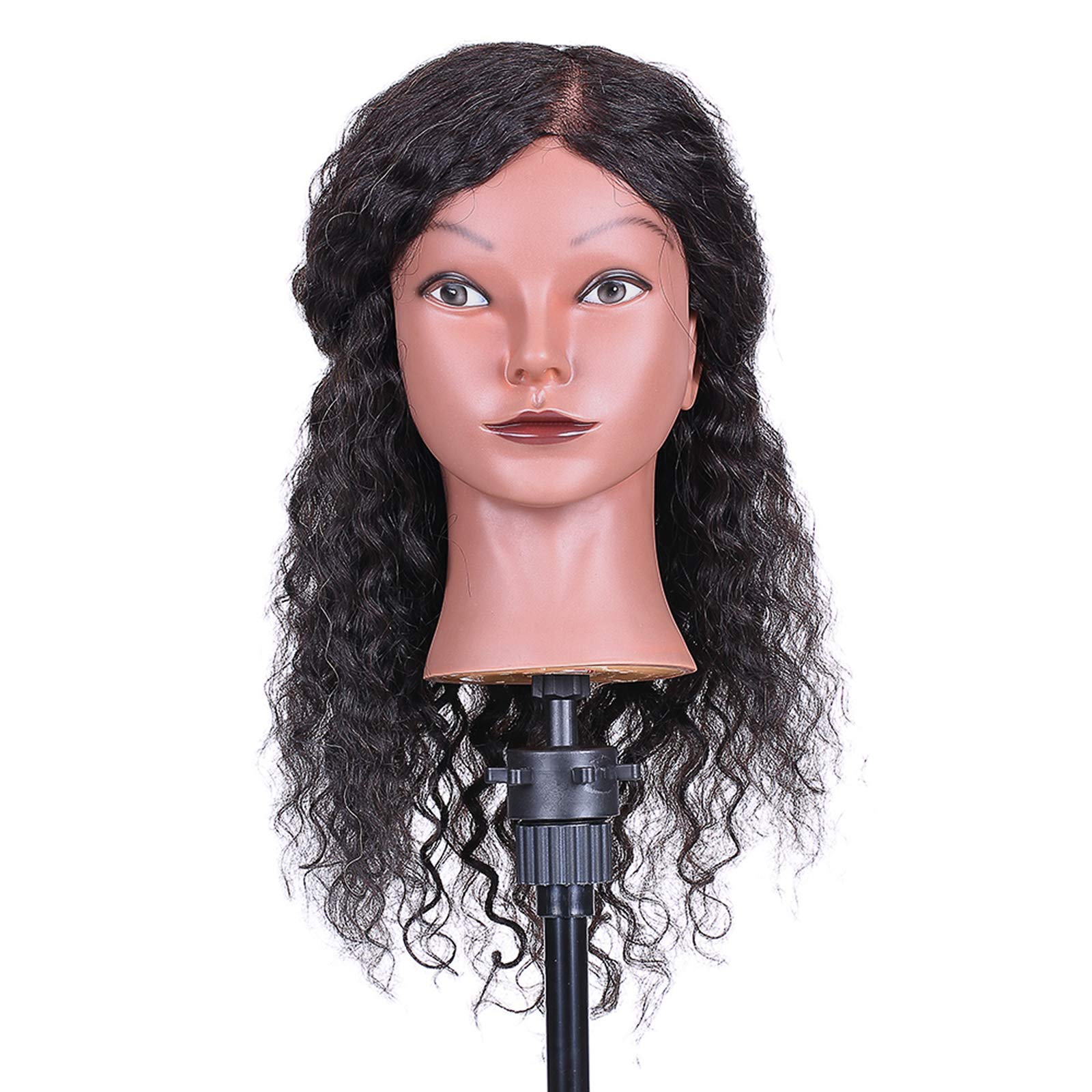 Layhou Hairdressing Head Curly Hair Mannequin Head Hairdressing Training Head for Hair Styling Practice Hair Braiding Dummy Head