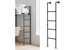 LOYESM 4.8FT Heavy Duty RV Bunk Bed Ladder - 4 Rung Wall Mounted & Freestanding Emergency Egress Ladder for Basement Window Well, Attic Loft, Dorm, RV Deck - 355lbs Capacity Anti-Slip Black