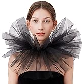BEoneBEwin Clown Tulle Ruffle Collar, Layered Mesh Neck Ruffle, Victorian Elizabethan Renaissance Halloween Costume Accessory