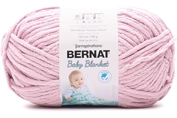 Bernat Baby Blanket Baby Pink Yarn - 1 Pack of 300g/10.5 oz - 100% Polyester - #6 Super Bulky - 220 Yards - Knitting/Crochet