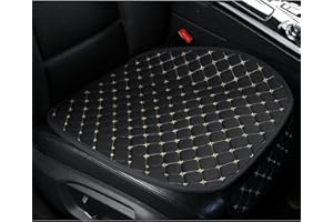 BerSzero 1 PC Car Seat Cover Auto Cushion Vehicle Front Seat Chair Cover Protective Mat pad for Baby, SUV, Skin-Friendly Golden Embroidery Thread (Black-Front)