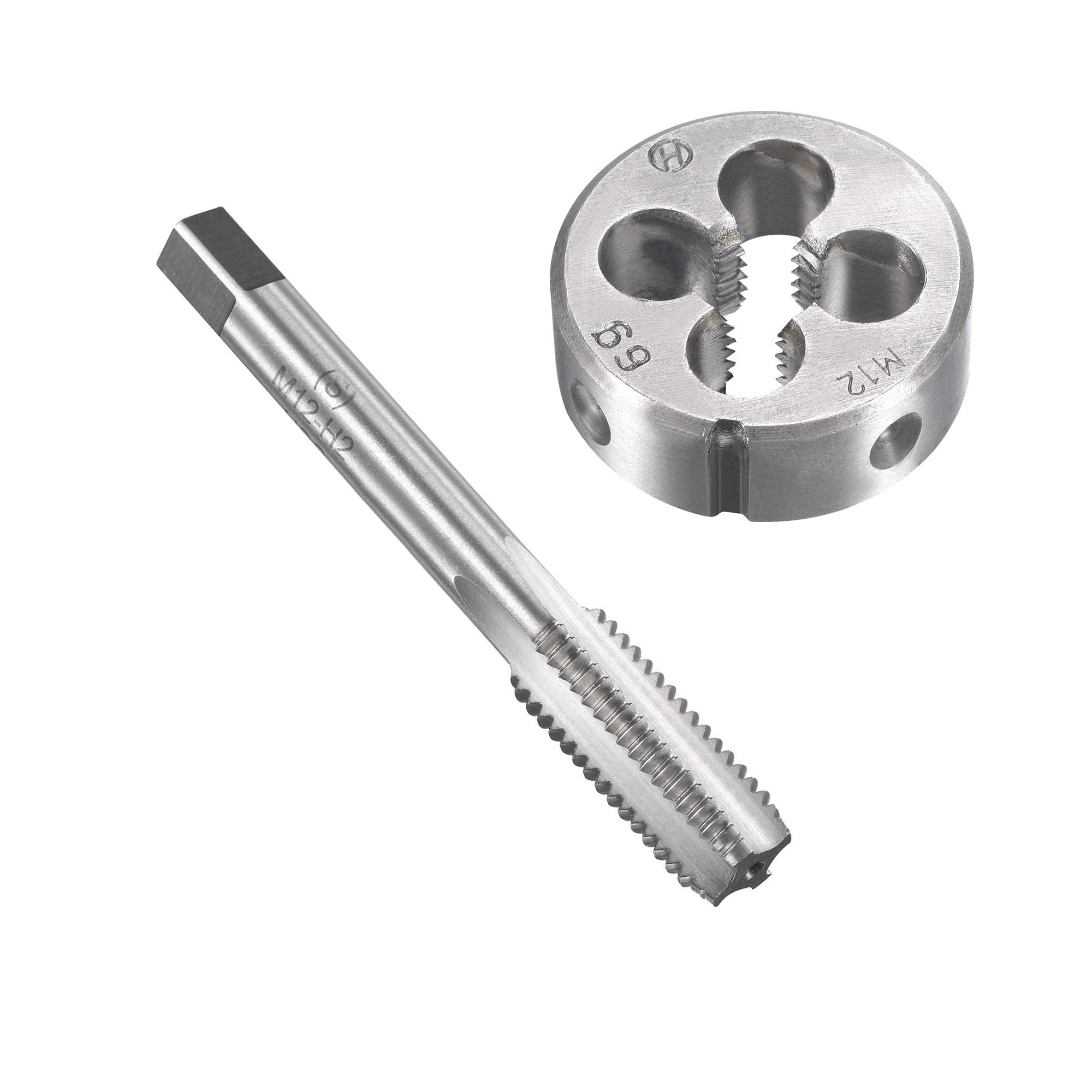 Unifizz M12 x 1.75mm Metric Tap and Die Set, Machine Thread Screw Tap with Round Threading Die, Tap & Die Kit for Nut Screw Bolt Thread Repair