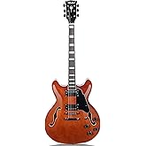 Redid Semi-Hollow Body Electric Guitar RD-100 Jazz Guitar with F-Hole,Maple neck,humbucker Pickups(Brown)
