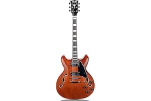 Redid Semi-Hollow Body Electric Guitar RD-100 Jazz Guitar with F-Hole,Maple neck,humbucker Pickups(Brown)