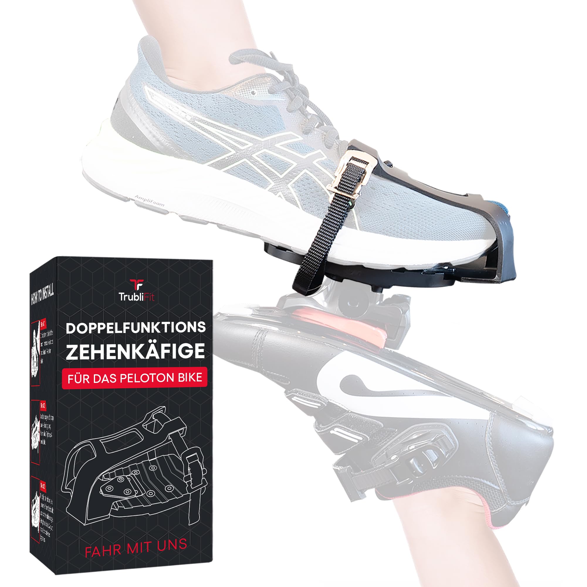 Doppelfunktions-Zehenkäfige – Konvertieren Sie Peloton-Pedale in Zweiseitige Zehenkäfige oder Delta-Stollen – Pedalkonverter – Kompatibel Mit Peloton Bike & Bike+