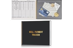 HAUTOCO Bill Tracker Notebook Monthly Bill Payment Tracker for Personal Budgeting Home Financial with 2 Storage Pocket, Payme