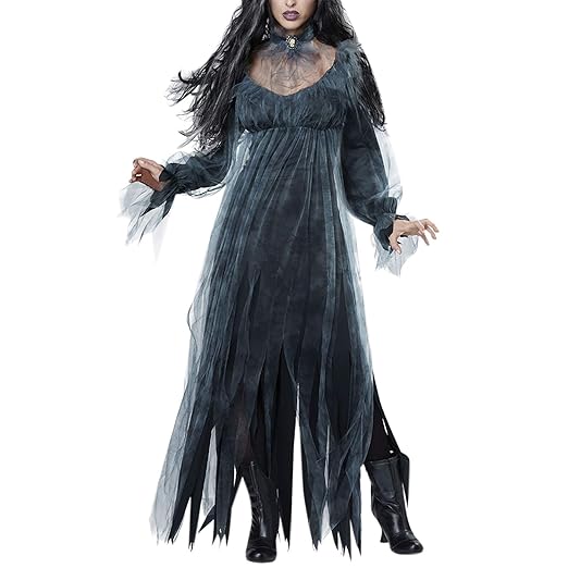 Petalum Halloween Kostüm Damen Zombie Braut Kleid Vampir Gruseliger Effekt Kleid Cosplay