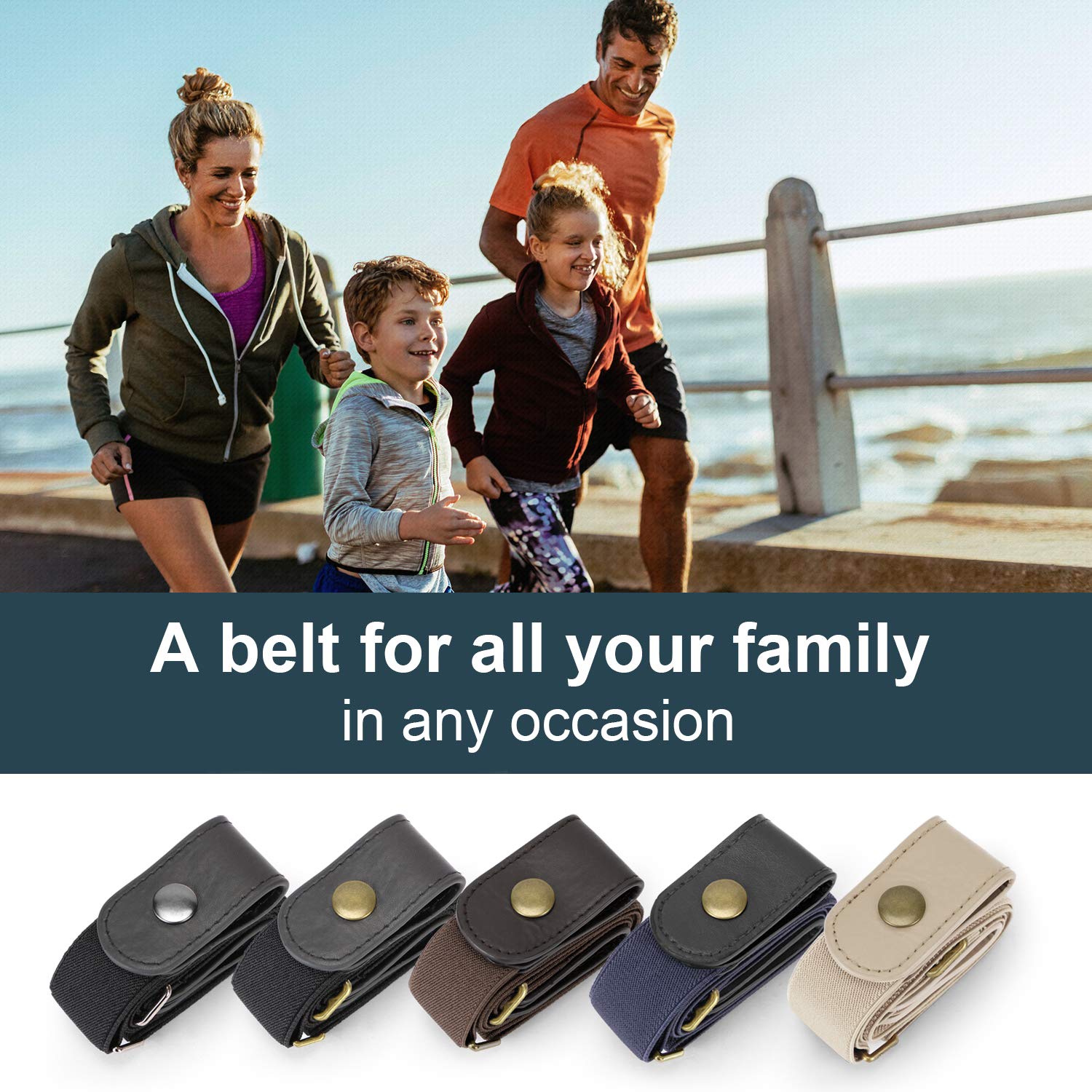 No Buckle Stretch Belt Invisible Adjustable Elastic Waist Belt for Jeans Pants,Black,Suit for Pants Size 30\