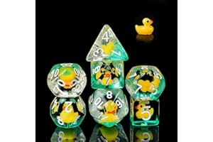 Cusdie 7-Die DND Dice, Polyhedral Dice Set Filled with Animal, for Dungeons and Dragons TTRPG Role Playing Game D&D Dice (Yel