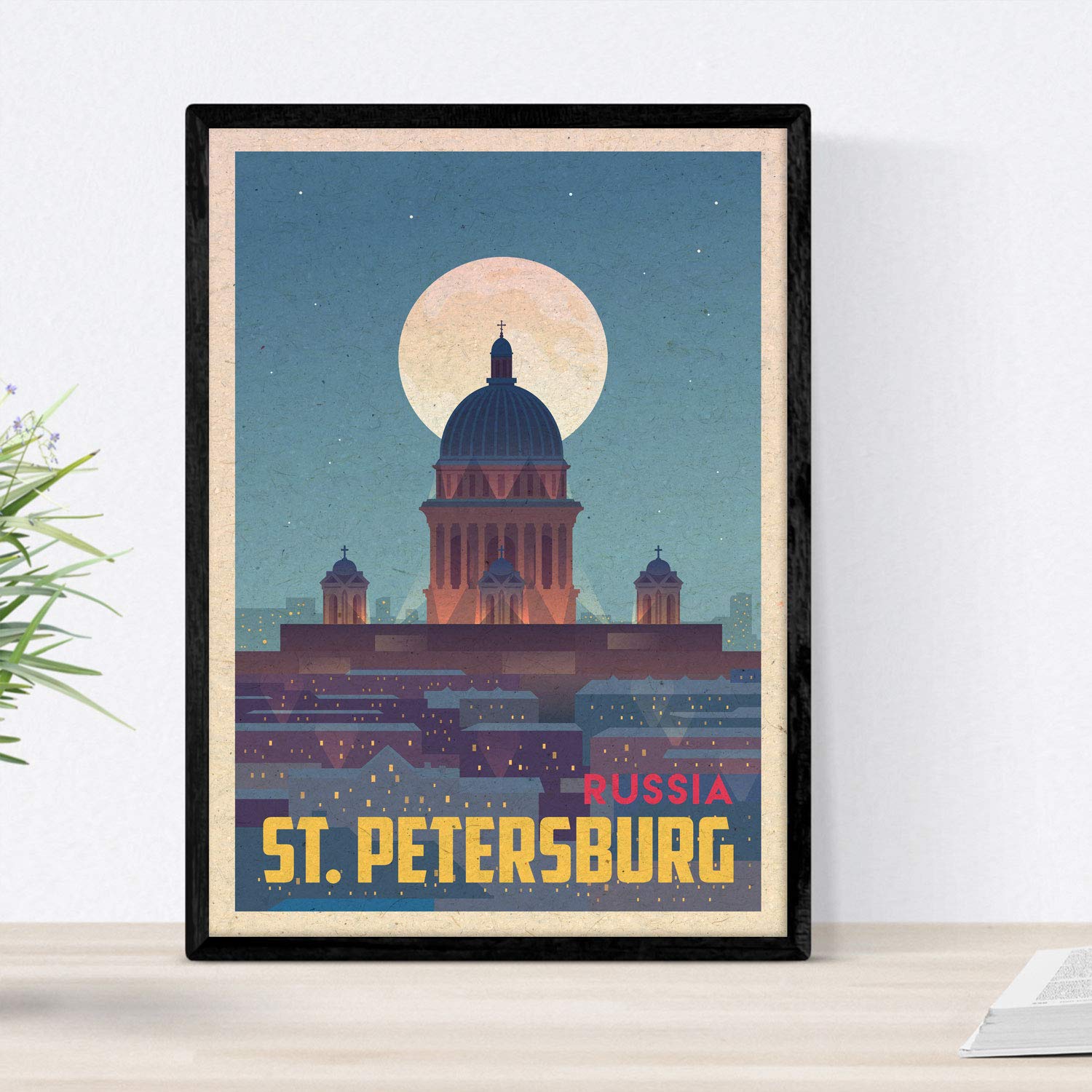 Nacnic St. Petersburg sheet. Vintage style. Poster city colors. Ad St. Petersburg A3 size