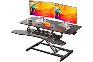 JYLH JOYSEEKER 38 inch Standing Desk Converter, Height Adjustable Desktop Standing Desk with Keyboard Tray for Two Monitors, Sit to Stand up Desk Riser Computer Workstation for Home Office, Black