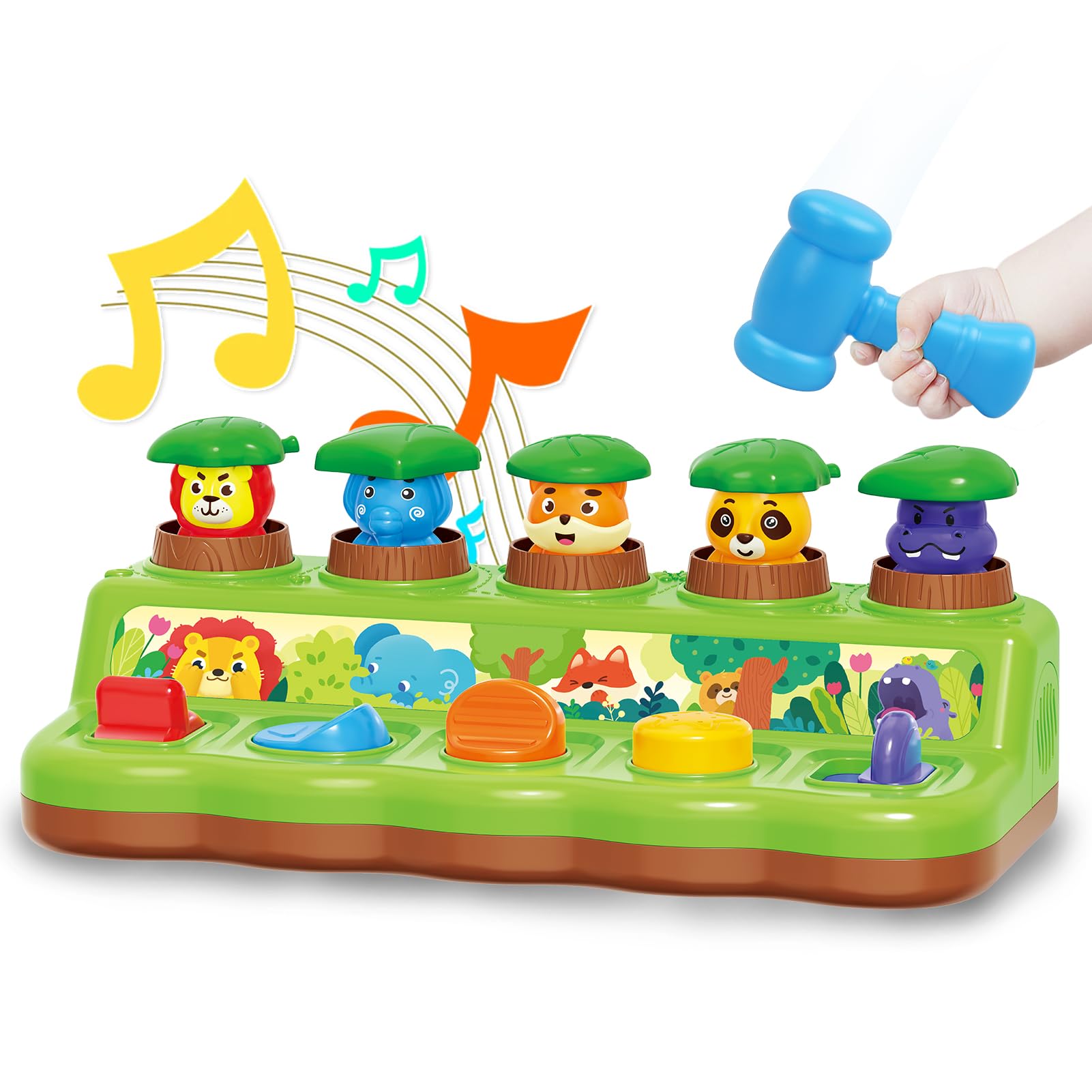 FS Pop Up Toy with Music & Lights, Cause and Effect Toys for 6–18 Month Olds, Educational Baby Toys, Gifts for 1–2 Year Old Boys & Girls