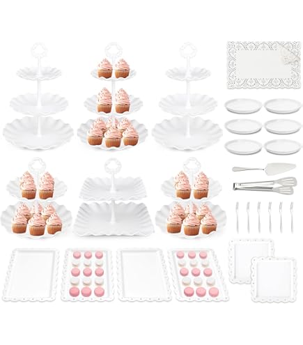 ROVSUN 7-teiliges Kuchenständer-Set Aus Metall – Goldfarben, Für Desserts, Cupcakes & Obst