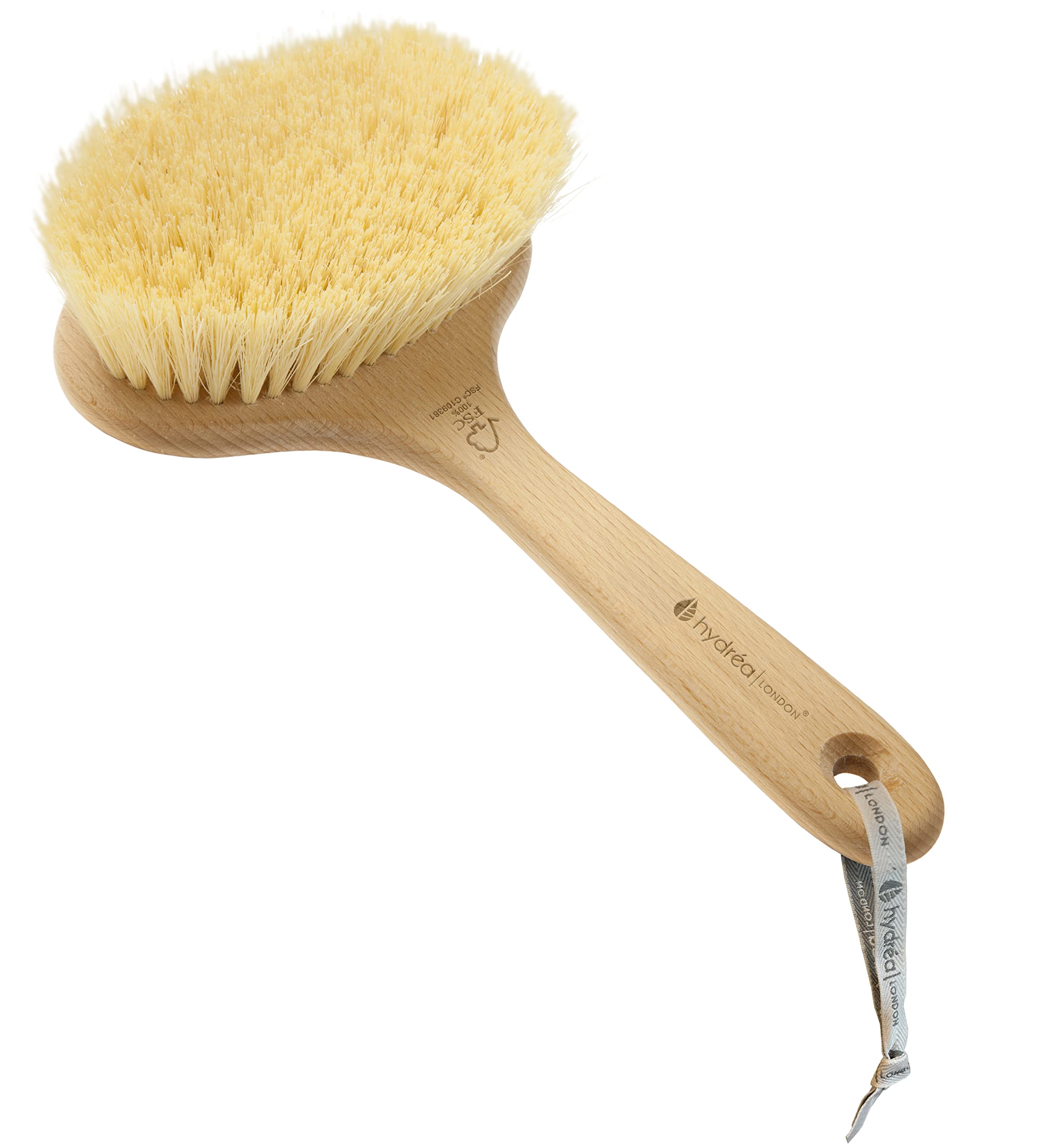 Hydrea London Dry Body Brush Vegan – Premium Exfoliating Skin Brush with Extra Long Cactus Bristle, Dry Brush Cellulite Remover, Exfoliating Body Scrubber, FSC® Certified Beechwood.