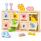 Montessori Toys for 2 Year Old|Wood Lock and Key Toddler Learning Toys | Fine Motor Skills|Shape Games Color Sorting|Preschool Animal Learning Sensory Toys|Birthday Gifts for 2-4 Girls and Boy
