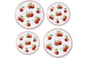 Reston Lloyd, Burner Covers For Electric Stovetop, Decorative Lightweight Tin Covers, Set of 4 (2-8 inch & 2-10 inch), Conceals Messy Drip Pans, Harvest Apple
