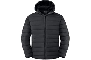 wantdo Men's Big and Tall Lightweight Puffer Jacket Quilted Warm Winter Coat Windproof Winter Jackets with Hood