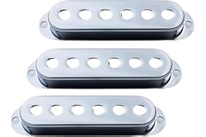 Guyker 3Pcs Single Coil Guitar Pickup Covers (52mm Pole Spacing), Copper Pickup Mounting Ring Set Guitar Accessories Replacement Part, (PS001, Chrome)