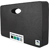 RUGGED RHINO Heavy Duty Patent Pending Kneeling Pad, Shock Absorbent Thick Knee Pads, Holds Up to 300 lbs, Protect Knees from Hard Concrete Surfaces, For Mechanics, Yard Gardening, Gym, Onyx Black