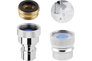 IFEALCLEAR 2 Pcs Metal Portable Dishwasher Faucet Adapter, Brass Faucet Aerator Adapter for Portable Dishwasher, 55/64-27 Female and 15/16-27 Male Thread for Kitchen/Bathroom/Rvs, Chrome