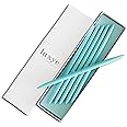 Gold Pens 6 Piece Pen Set – Luxury Ballpoint Pens in Glossy White Gift Box – Professional Thank You Gift Ideas – Gold Office Supply Gifts for Woman (Turquoise/Black Ink)