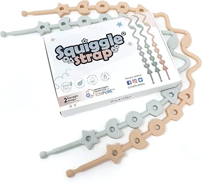 Thumble Squiggle Strap 2pcs Antimicrobial Silicone Toy Clip Food Grade Baby Gym