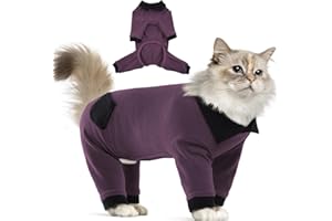 T'CHAQUE Sticky Hair Cat Clothes, Cat Pajamas for Cats Only, Prevent Shedding Cat Shirt Outfit, Professional Cat Recovery Suit, Kitten Clothes Cat Onesie Costumes for Cats After Surgery Female Male