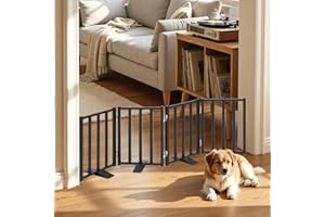 Snagle Paw Short Dog Gate,16.5" Tall Freestanding Metal Dog Gate Only for Small Dogs with Support Feet Easily Step Over,Up to